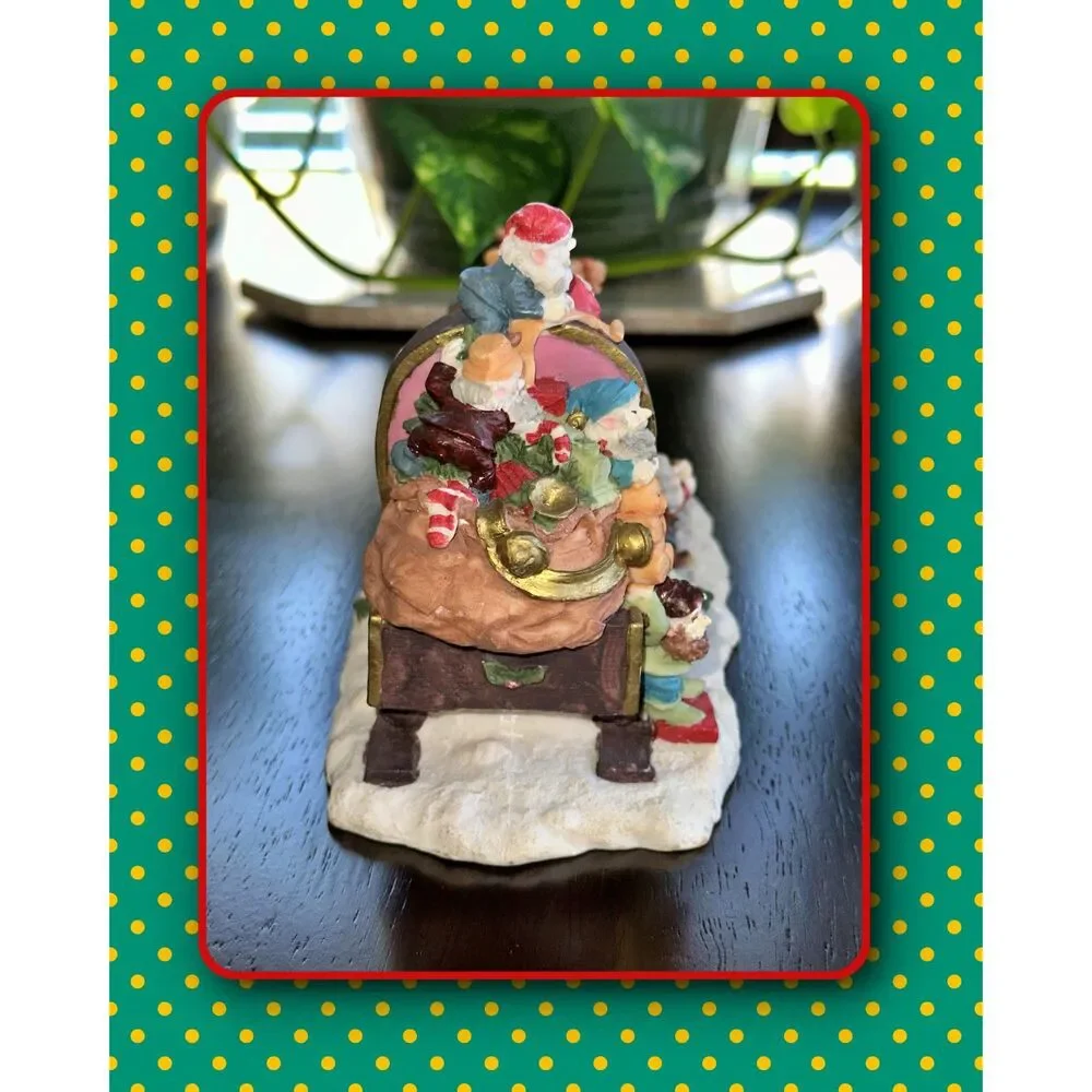 Vintage Santa w/ List & Santa Claus w/ Reindeer Sleigh Christams Figurines